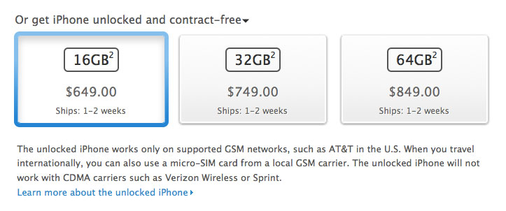 unlocked iphone 4s official