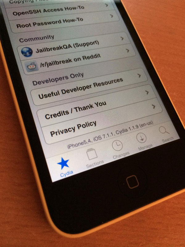 iPhone 5C iOS 7.1.1 Jailbreak